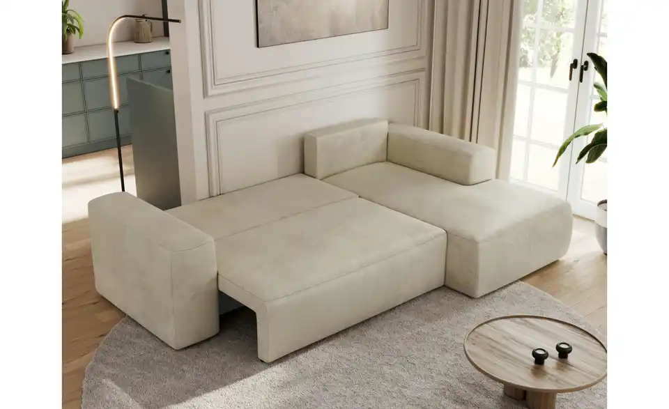 Ecksofa Beige, in Wohnsituation