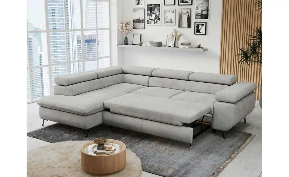 Ecksofa Hellgrau, in Wohnsituation