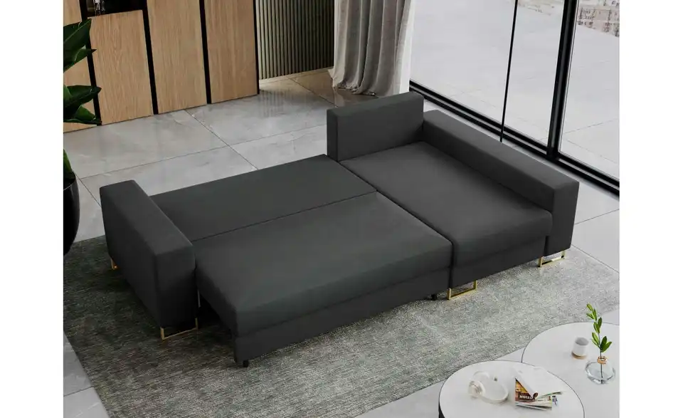 Ecksofa Dunkelgrau, in Wohnsituation