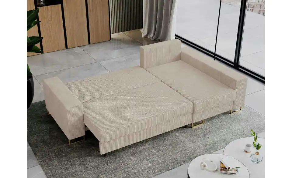 Ecksofa Beige, in Wohnsituation