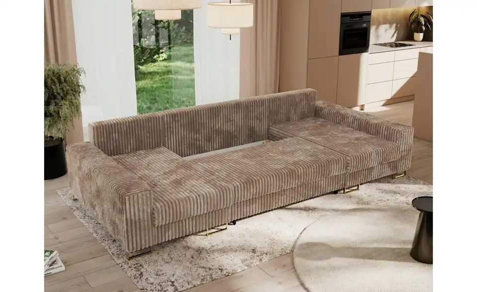 Wohnlandschaft Dorain mit Schlaffunktion, Funktionsansicht