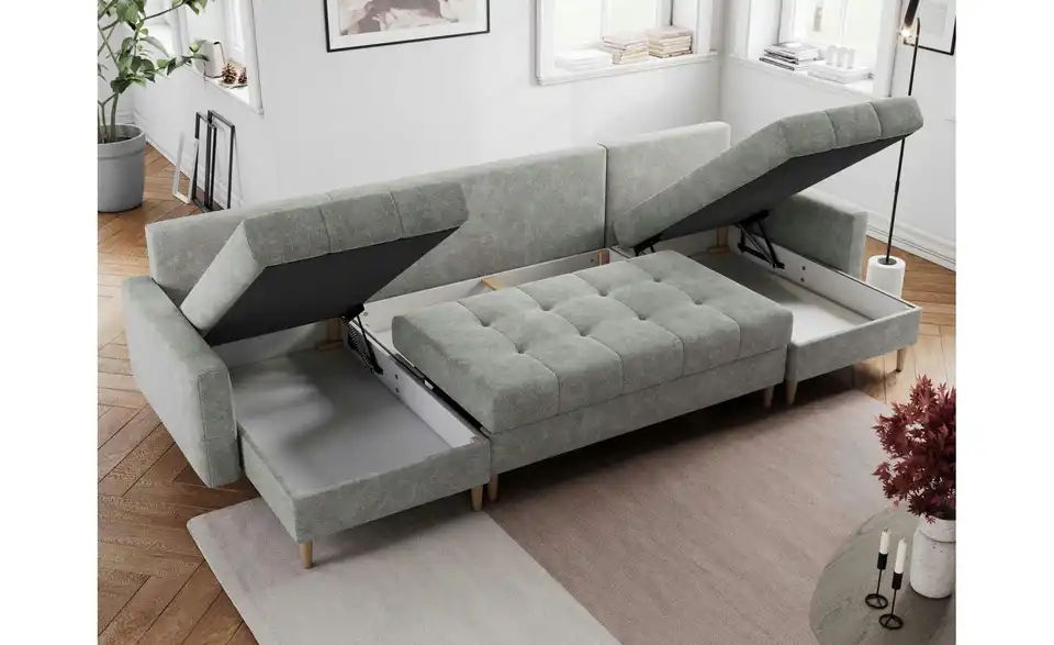 Wohnlandschaft Astra mit Schlaffunktion, Funktionsansicht