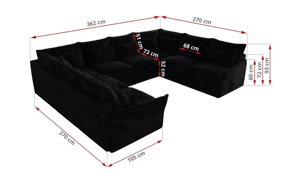 Wohnlandschaft Veroso, Bemaßung