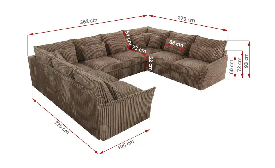Wohnlandschaft Veroso, Bemaßung