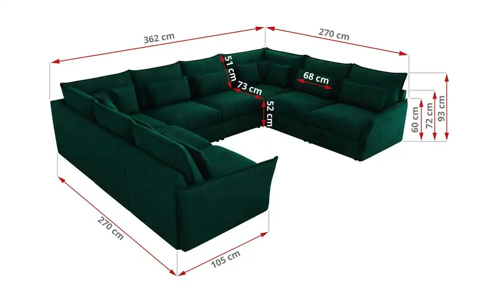 Wohnlandschaft Veroso, Bemaßung