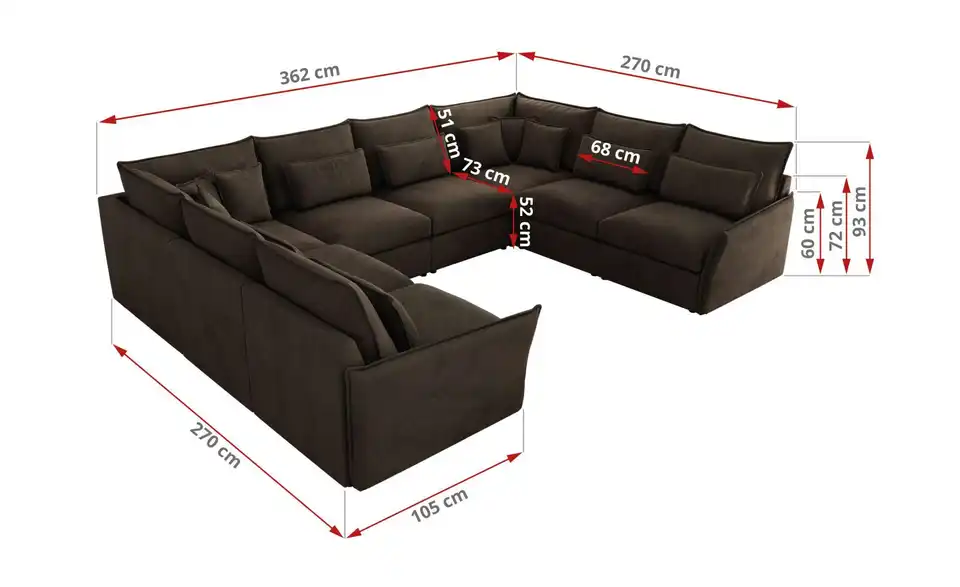 Wohnlandschaft Veroso, Bemaßung