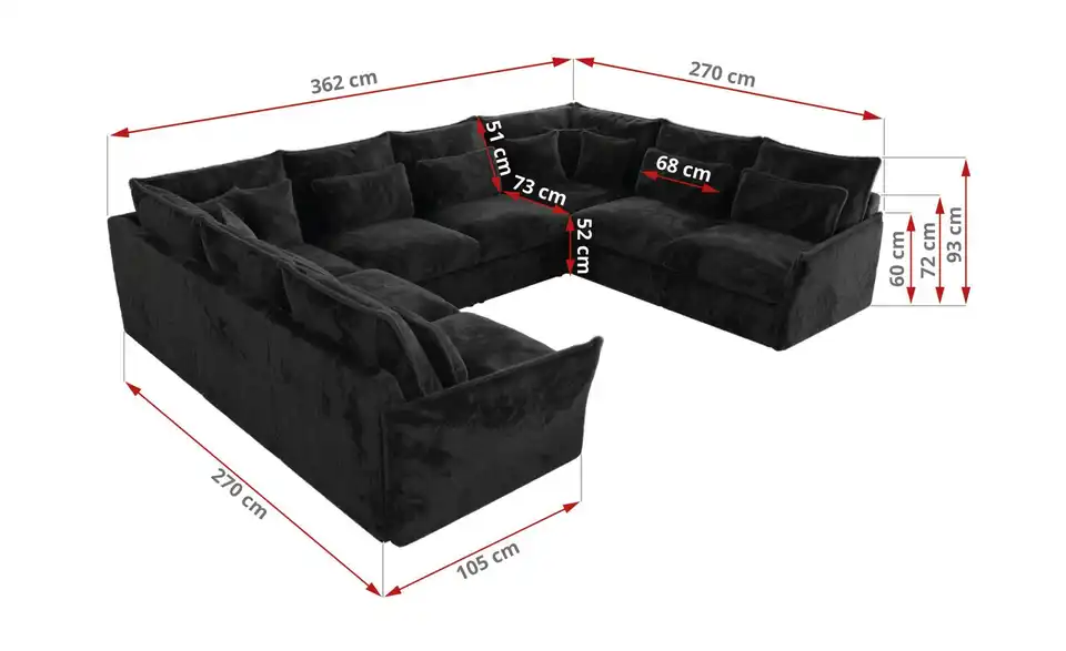 Wohnlandschaft Veroso, Bemaßung