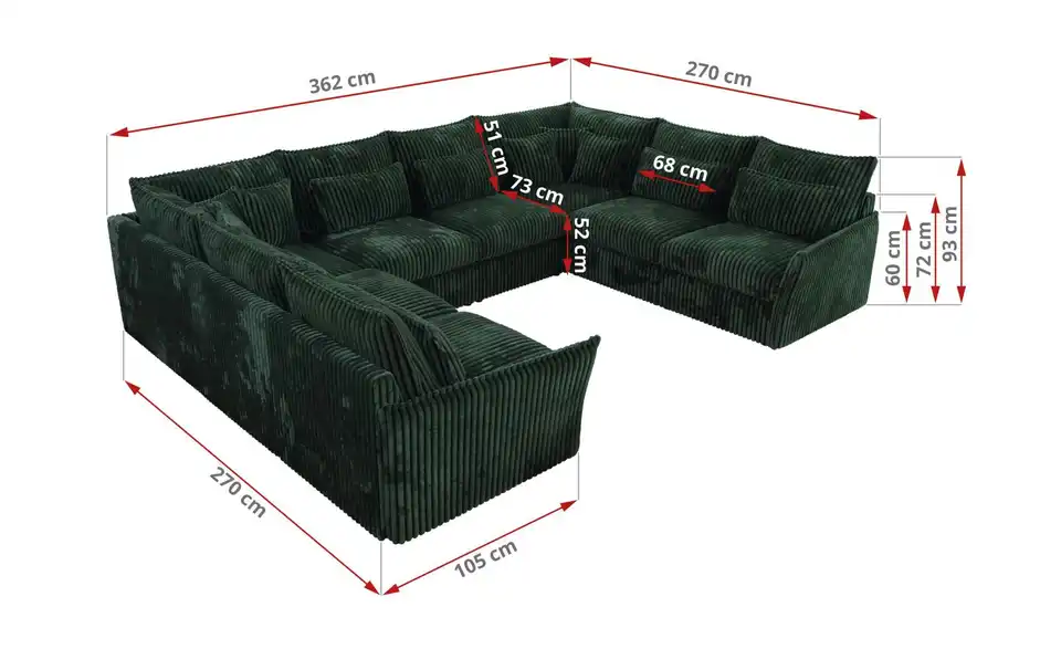 Wohnlandschaft Veroso, Bemaßung