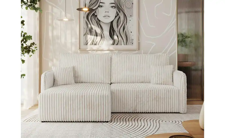 Ecksofa Beige, in Wohnsituation