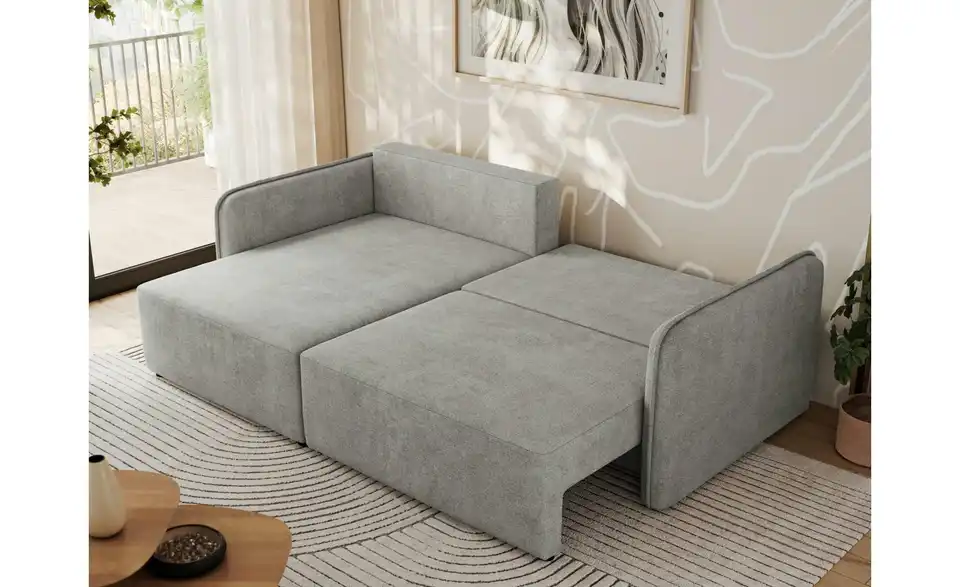 Ecksofa Hellgrau, in Wohnsituation