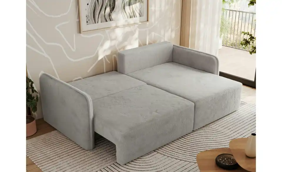 Ecksofa Hellgrau, in Wohnsituation