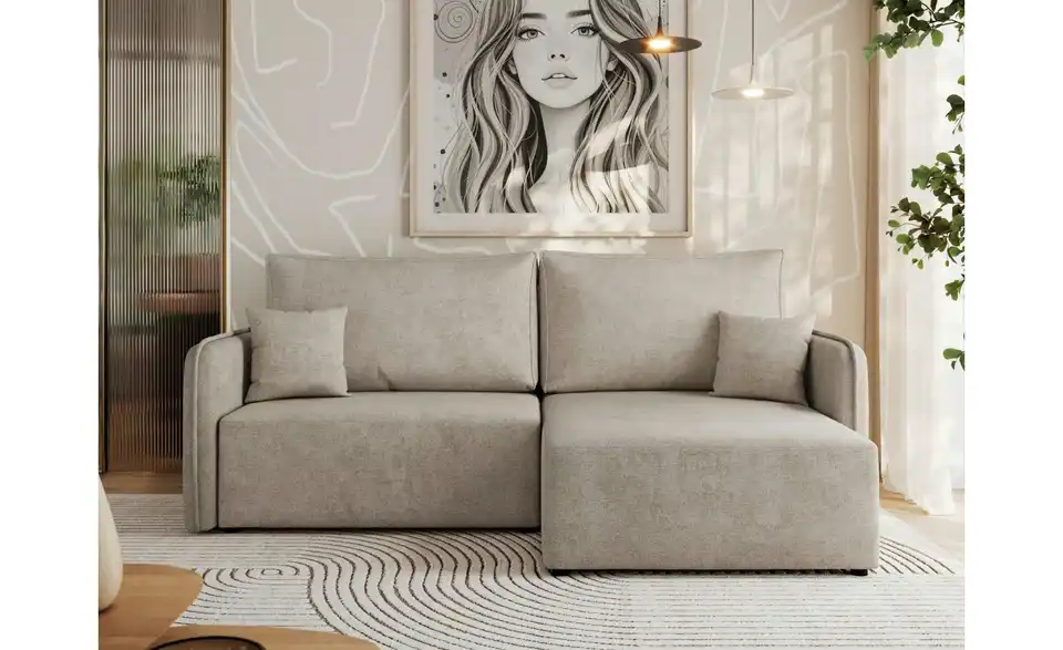 Ecksofa Beige, in Wohnsituation