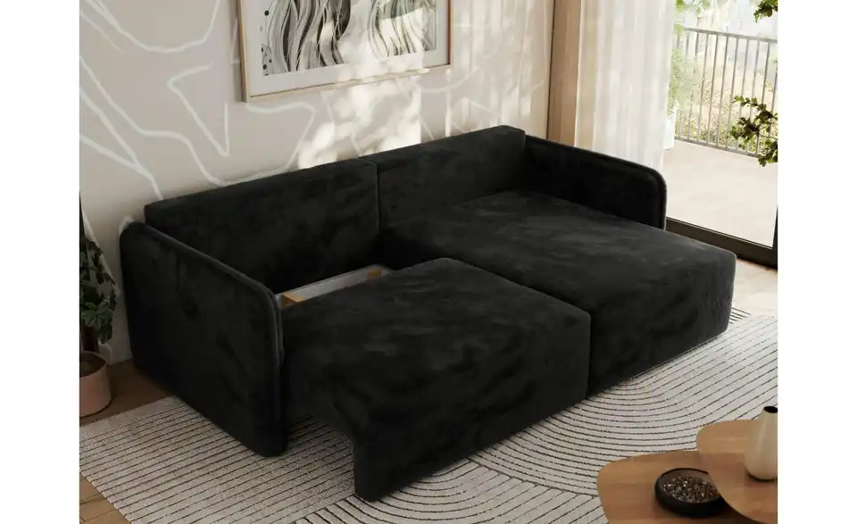 Ecksofa Schwarz, Funktionsansicht