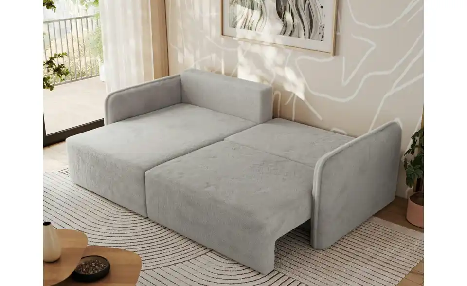 Ecksofa Hellgrau, in Wohnsituation