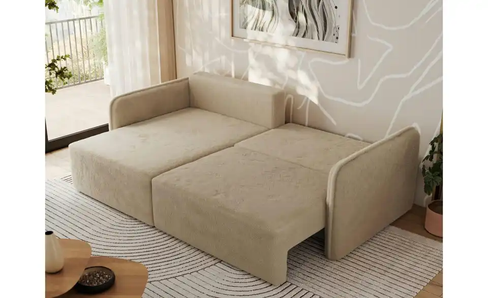 Ecksofa Beige, in Wohnsituation