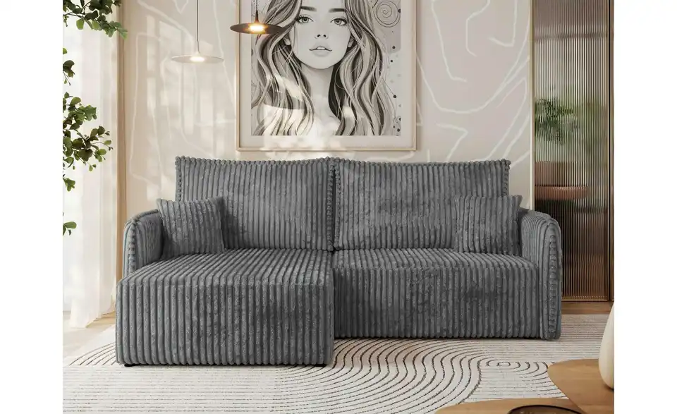 Ecksofa Dunkelgrau, in Wohnsituation