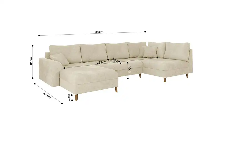 S-STYLE Wohnlandschaft Trygve, Bemaßung