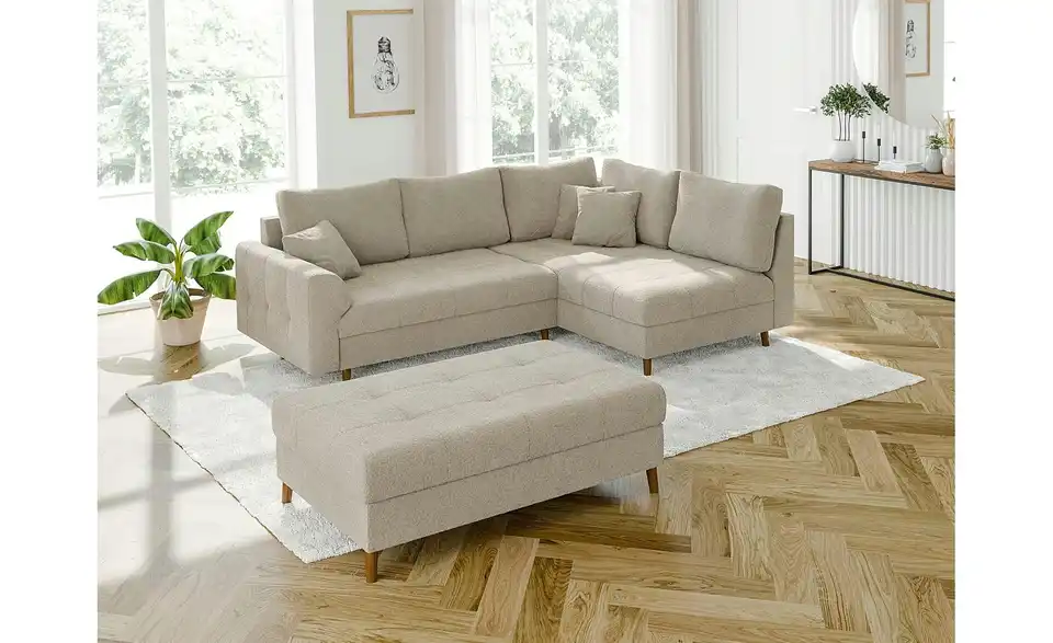 Ecksofa mit Hocker Lars, in Wohnsituation