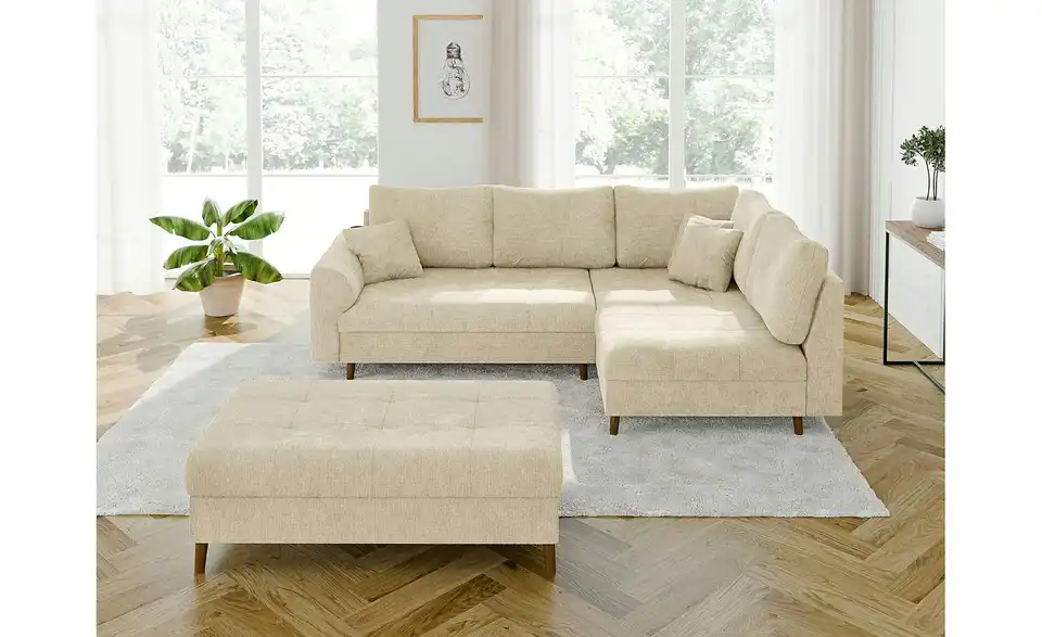 Ecksofa mit Hocker Trygve, in Wohnsituation