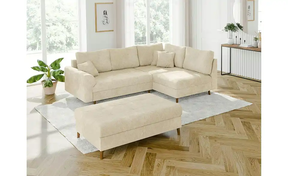 Ecksofa mit Hocker Trygve, in Wohnsituation