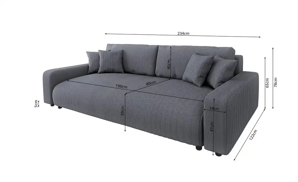 S-STYLE Einzelsofa Emma, Bemaßung