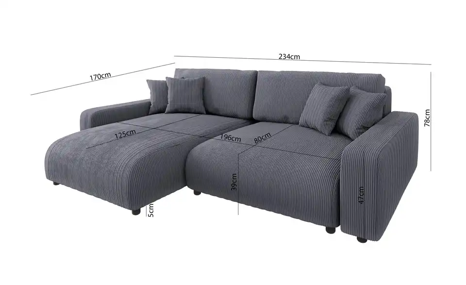 S-STYLE Ecksofa Emma, Bemaßung