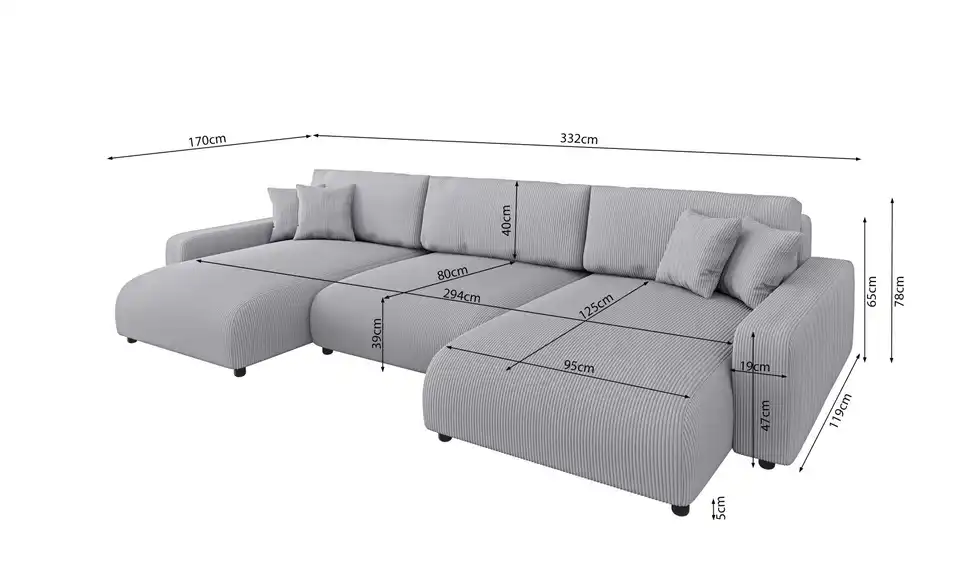 S-STYLE Wohnlandschaft Emma, Bemaßung