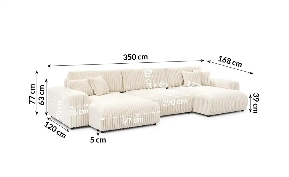 S-STYLE Wohnlandschaft Mollis, Bemaßung