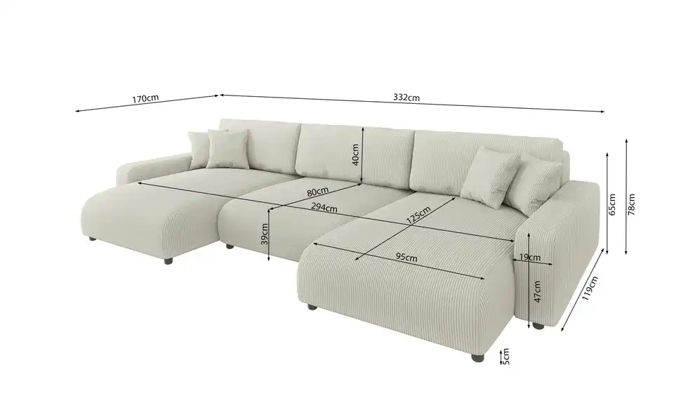 S-STYLE Wohnlandschaft Emma, Bemaßung