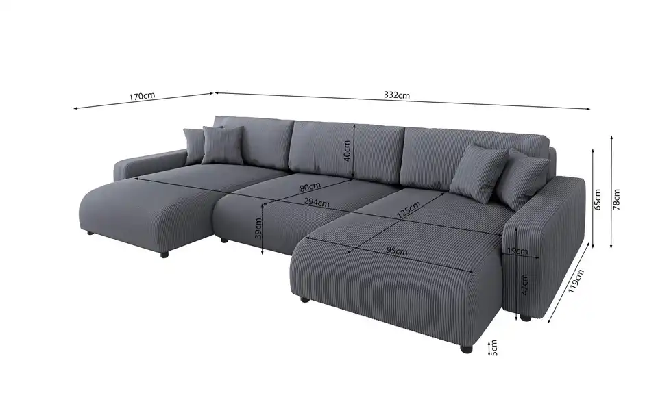 S-STYLE Wohnlandschaft Emma, Bemaßung