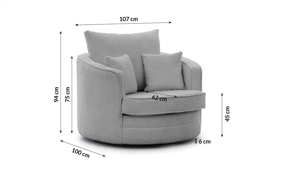 S-STYLE Drehsessel, Bemaßung