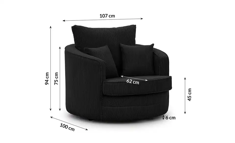 S-STYLE Drehsessel, Bemaßung