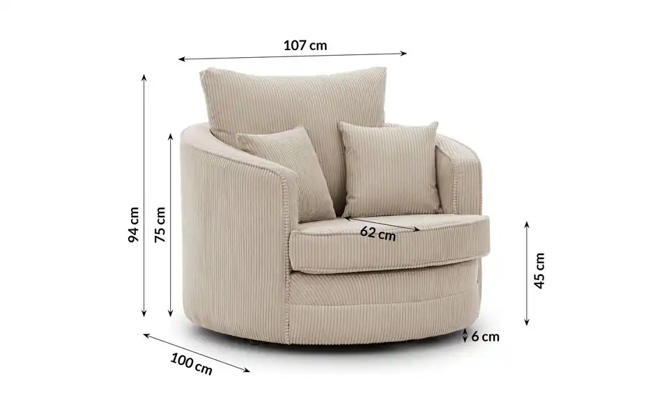 S-STYLE Drehsessel, Bemaßung