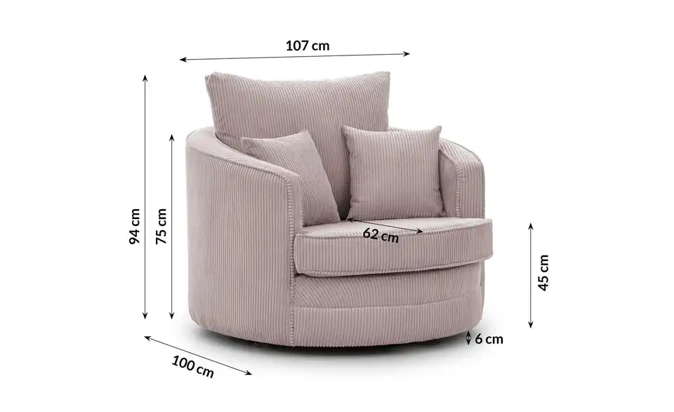 S-STYLE Drehsessel, Bemaßung