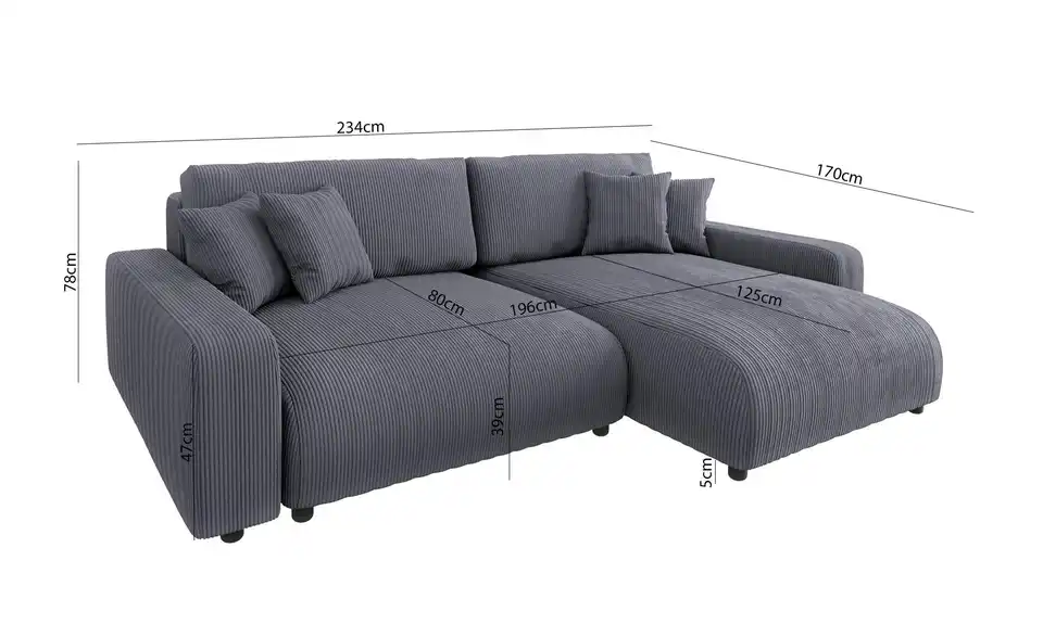 S-STYLE Ecksofa Emma, Bemaßung