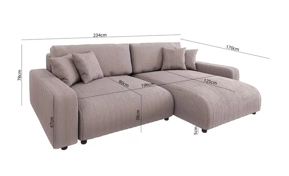 S-STYLE Ecksofa Emma, Bemaßung