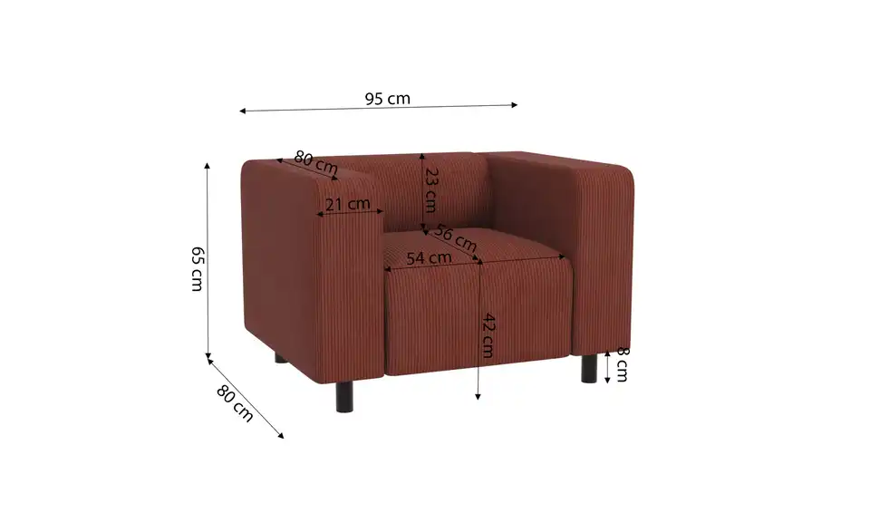 S-STYLE Sessel Oskar, Bemaßung
