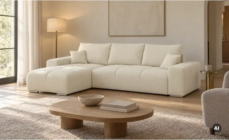 Ecksofa Barco mit Schlaffunktion, in Wohnsituation