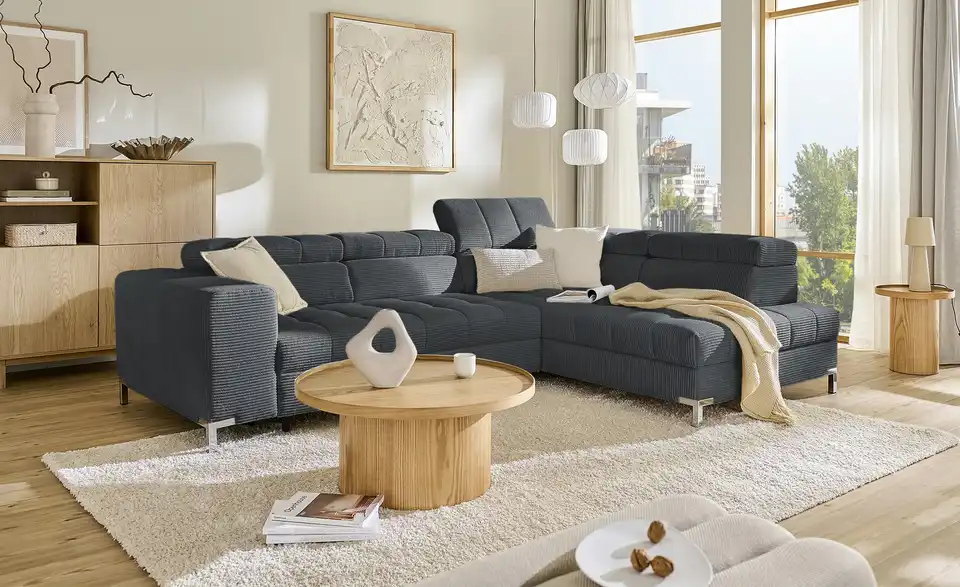 Ecksofa Arte mit verstellbaren Kopfstützen, in Wohnsituation