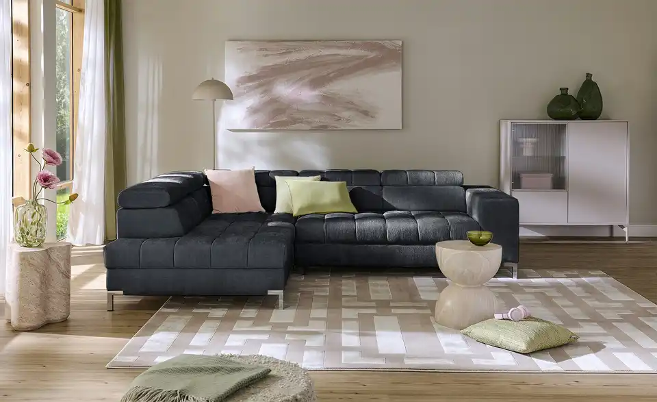 Ecksofa Arte mit verstellbaren Kopfstützen, in Wohnsituation