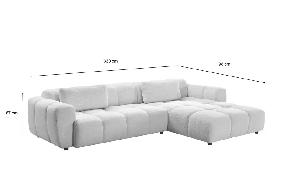 Ecksofa Freya, Bemaßung