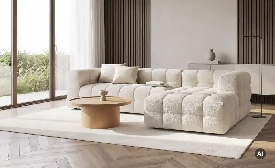 Ecksofa Vibana in moderner Bubble-Optik, in Wohnsituation