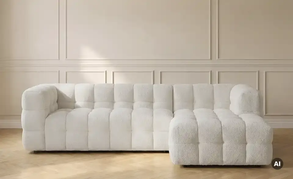 Ecksofa Vibana in moderner Bubble-Optik, in Wohnsituation