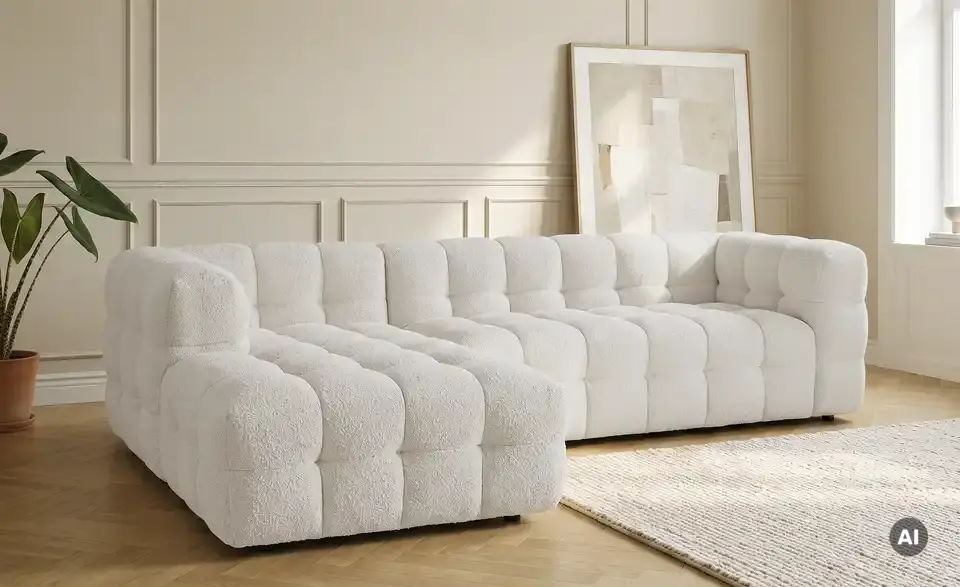 Ecksofa Vibana in moderner Bubble-Optik, in Wohnsituation