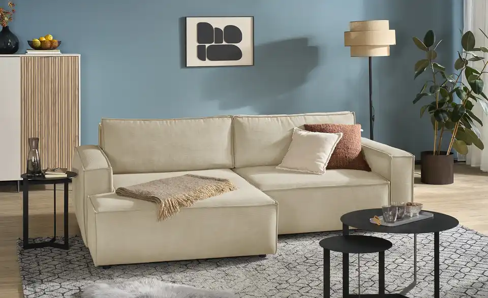 Ecksofa Capri mit Schlaffunktion, in Wohnsituation