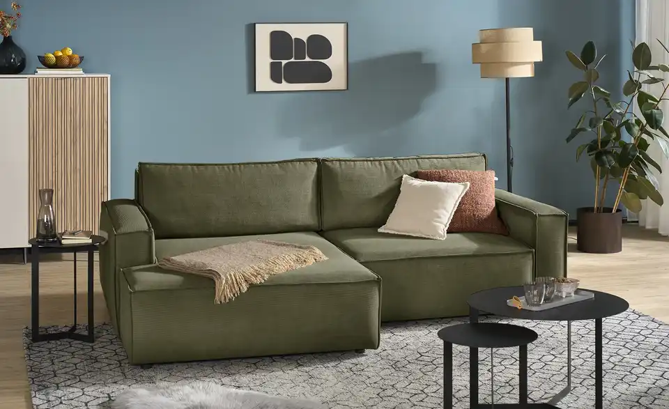 Ecksofa Capri mit Schlaffunktion, in Wohnsituation