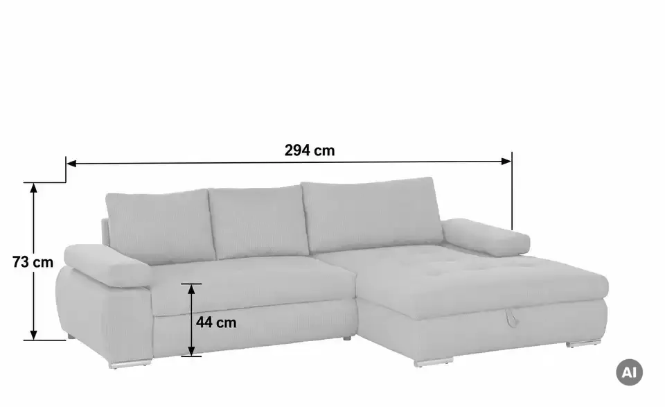 smart Ecksofa Ibby, Bemaßung