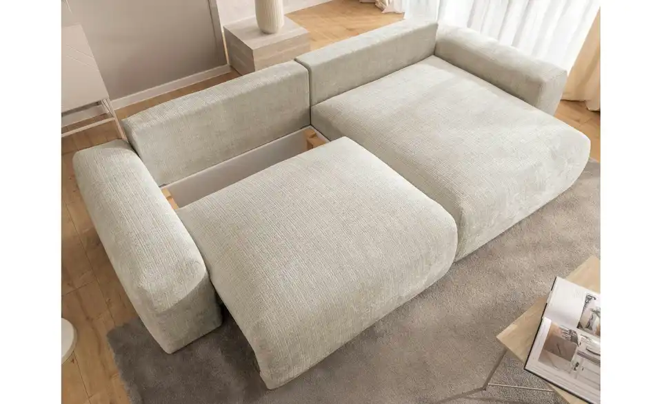 S-STYLE Ecksofa Puffy mit Schlaffunktion, in Wohnsituation