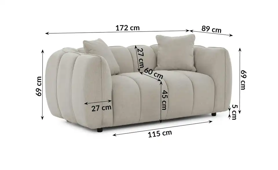 S-STYLE Einzelsofa Nubira, Bemaßung