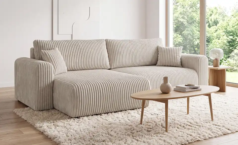 Ecksofa Henna mit Schlaffunktion, in Wohnsituation